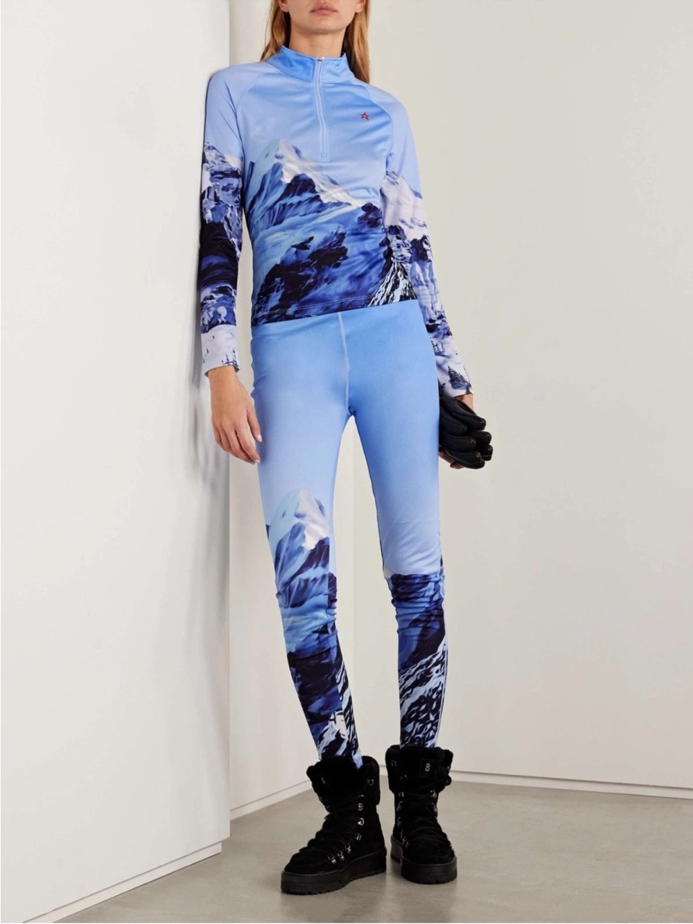 NWT Perfect Moment Base Layer Leggings AND 1/4 Zip Top Size Small S Blue Set